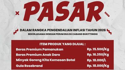 Kendalikan Inflasi, Pemko Padang Panjang Gelar Operasi Pasar Rabu Depan